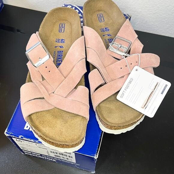 •NWT• BIRKENSTOCK Lugano Suede Soft Footbed in Pink Clay • EU40 / 9W / 7M - Picture 2 of 8